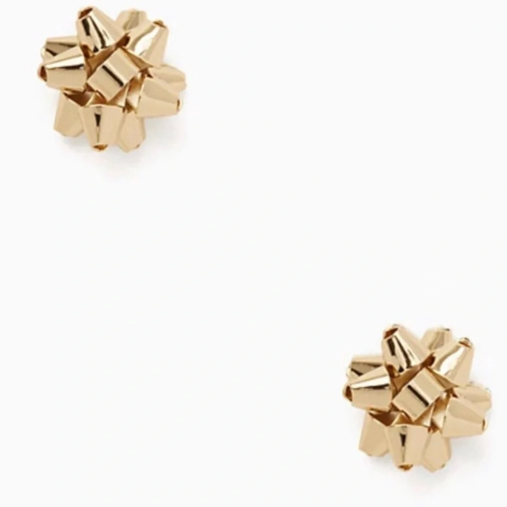 New gold-plated Kate Spade Bourgeois Bow stud earrings - Picture 3 of 5